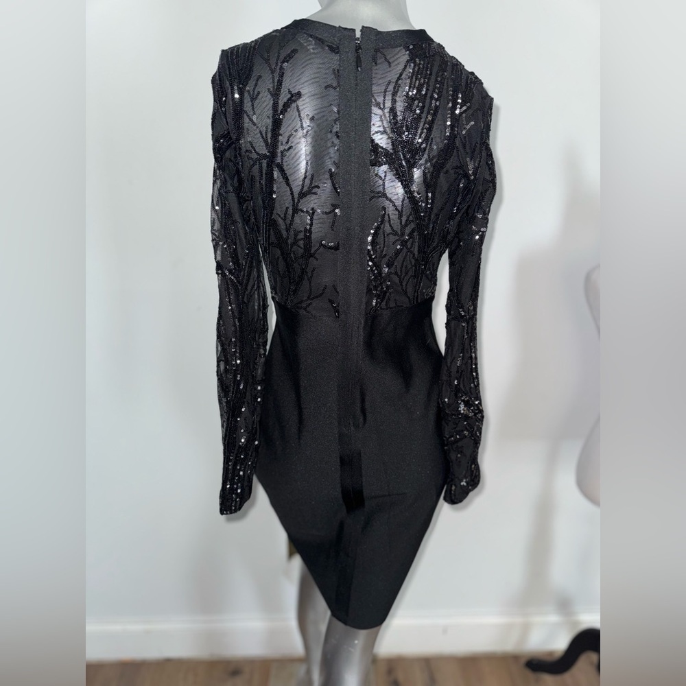 Black Venus Dress Sheer Top w Sequins - Picture 4 of 8